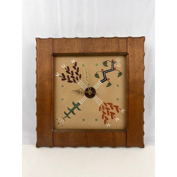 Vintage Four Sacred Plants Native American Sandstone Clock Sand Painting Begay - Picture 12 of 16